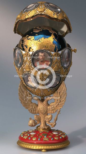 The Tercentenary of Romanoff's House Egg, 1913. Artist: Wigström, Henrik Immanuel, (Fabergé manufacture) (active Early 20th cen.)