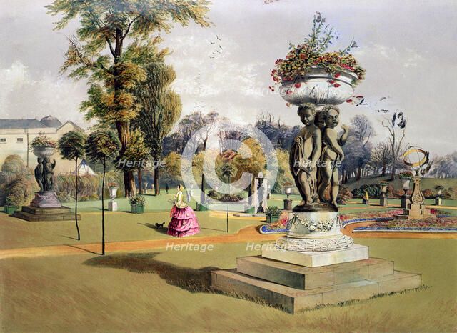 The Terrace Garden, Woburn Abbey, Berkshire, mid 19th century. Artist: E Adveno Brooke