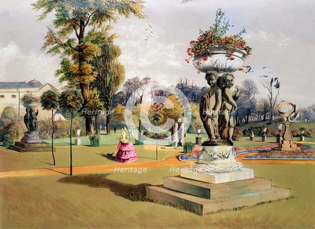 The Terrace Garden, Woburn Abbey, Berkshire, mid 19th century. Creator: E Adveno Brooke.