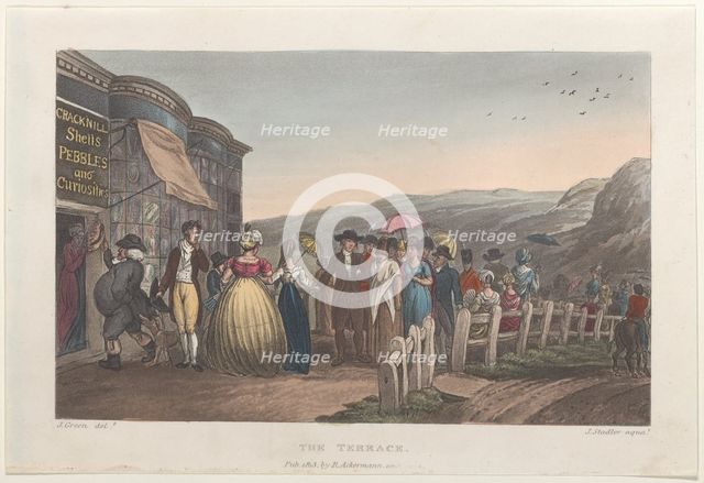 The Terrace, from "Poetical Sketches of Scarborough", 1813., 1813. Creators: Thomas Rowlandson, Joseph Constantine Stadler, J. Bluck.