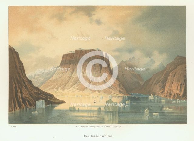 The Teufelsschloss in Kejser Franz Joseph Fjord. The second German northpolar expedition to the Arct Artist: Anonymous  