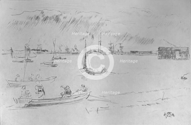 'The Thames Towards Erith', c1877, (1904). Artist: James Abbott McNeill Whistler.