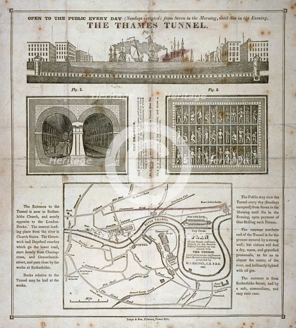 The Thames Tunnel, London, 1827. Artist: Anon