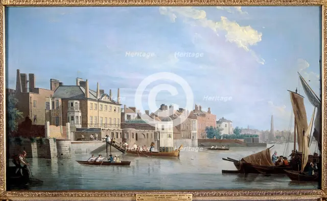 The Thames with Montagu House, from near Westminster Bridge, London, 1749. Artist: Samuel Scott