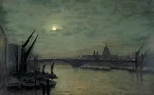 The Thames by moonlight with Southwark Bridge 1884. Artist: John Atkinson Grimshaw