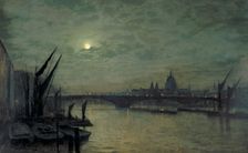 The Thames by moonlight with Southwark Bridge 1884. Artist: John Atkinson Grimshaw