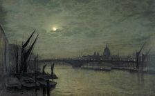 The Thames by moonlight with Southwark Bridge 1884. Artist: John Atkinson Grimshaw