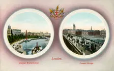 The Thames Embankment and London Bridge, London, 1909. Creator: Unknown
