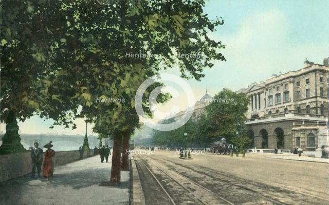 The Thames Embankment and Somerset House, London, c1915.  Creator: Unknown.