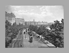 The Thames Embankment, from Charing Cross Station, London, c1900. Artist: York & Son