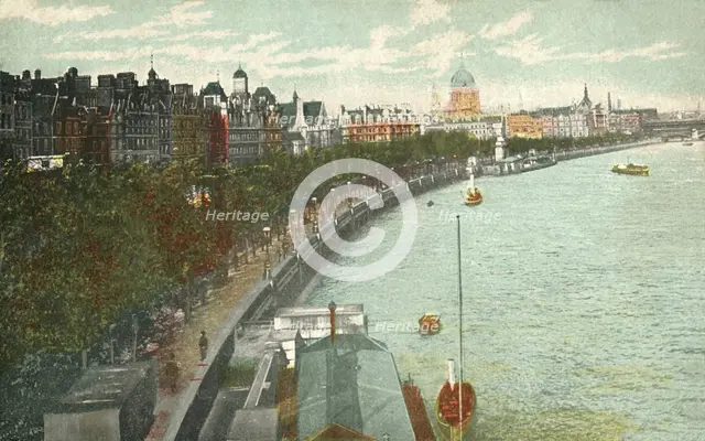 The Thames Embankment, London, c1915. Creator: Unknown.
