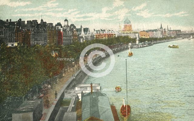 The Thames Embankment, London, c1915. Creator: Unknown.