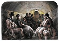 The Thames Subway at Tower-Hill: interior of carriage, 1870. Creator: Unknown