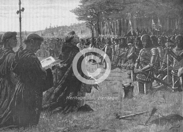 The thanksgiving service on the field of Agincourt, France, 1415 (1905). Artist: EBL.
