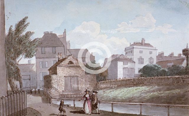 The Thatched House Inn and the New River, Islington, London, c1790.                                  Artist: Paul Sandby