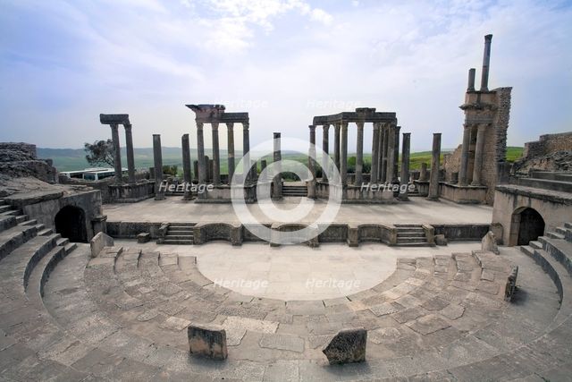 The theatre at Dougga (Thugga), Tunisia. Creator: Samuel Magal.