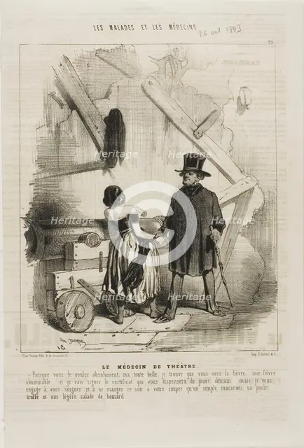 The Theatre Doctor (plate 25), 1843. Creator: Charles Emile Jacque.