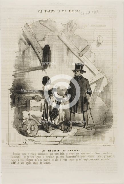 The Theatre Doctor (plate 25), 1843. Creator: Charles Emile Jacque.