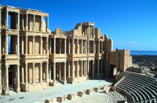 The theatre, ruined Roman city of Sabratha, Libya. Creator: Vivienne Sharp