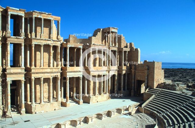 The theatre, ruined Roman city of Sabratha, Libya.  Creator: Vivienne Sharp.