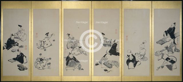 The Thirty-Six Immortal Poets, 1798. Artist: Jakuchu, Ito (1716-1800)