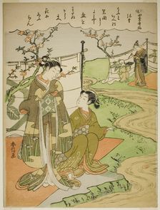 The Third Month (Yayoi), from the series "Popular Versions of Immortal Poets in Four..., c. 1768. Creator: Suzuki Harunobu