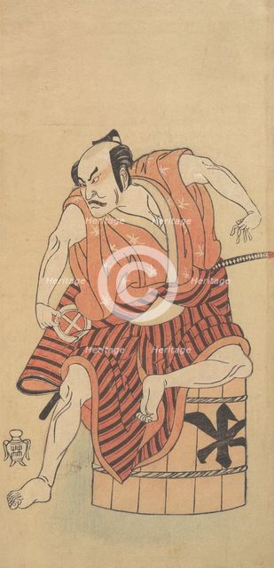The Third Otani Hiroemon as an Otokodate Seated Upon an Inverted Tub, 1768 or 1769. Creators: Shunsho, Otani Hiroemon.