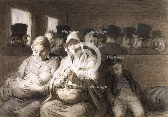 The Third Class Carriage, 1864. Creator: Honore Daumier.