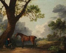 The Third Duke of Dorset's Hunter with a Groom and a Dog, 1768. Creator: George Stubbs