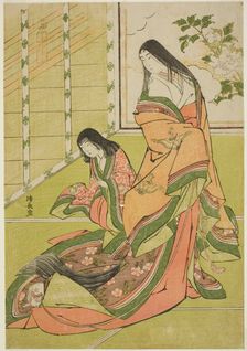 The Third Princess and Her Kitten, from an untitled series of court ladies, c. 1784. Creator: Torii Kiyonaga