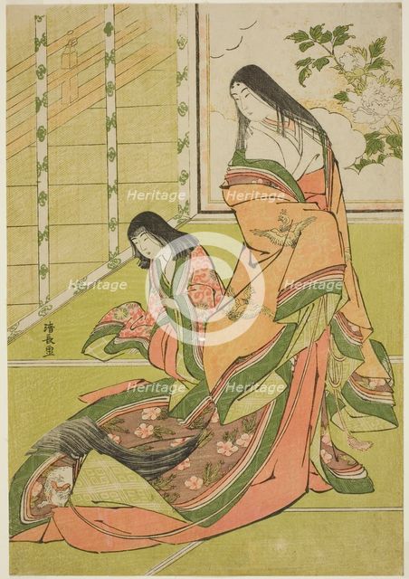The Third Princess and Her Kitten, from an untitled series of court ladies, c. 1784. Creator: Torii Kiyonaga.