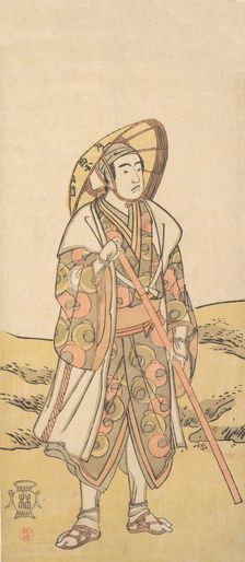 The Third Sawamura Sojuro as a pilgrim to Kannon Shrine, ca. 1784-88. Creator: Katsukawa Shunko