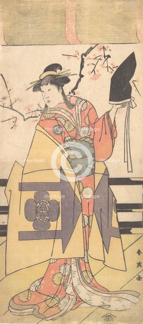 The Third Segawa Kikunojo as (?) Wife of Kudo Suketsune in a Soga Play, ca. 1792? Creator: Katsukawa Shun'ei.