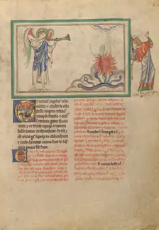 The Third Trumpet: The Burning Star Falls into the River; Dyson Perrins Apocalypse, about 1255-1260. Creator: Unknown