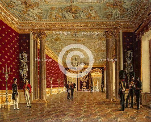 The Throne Room of Empress Maria Fiodorovna in the Winter Palace, 1831. Creator: Evgraf Fedorovich Krendovsky.