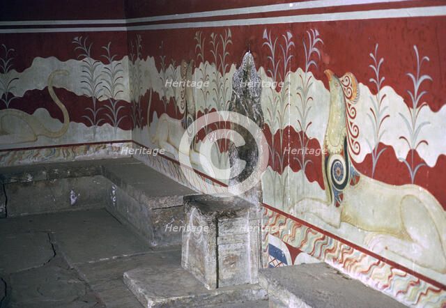 The throne room of the Minoan royal palace at Knossos, c.21st -14th century BC. Artist: Unknown