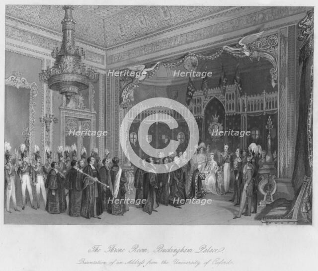 'The Throne Room, Buckingham Palace. Presentation of an Address from the University of Oxford', c184 Artist: Henry Melville.