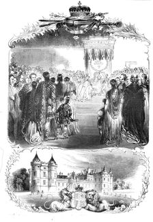 The Throne Room, Palace of Holyrood, and the Ancient Regalia of Scotland, 1842. Creator: Stephen Sly