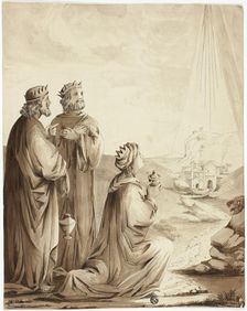 The Three Magi Pointing to the Star of Bethlehem, n.d. Creator: Unknown