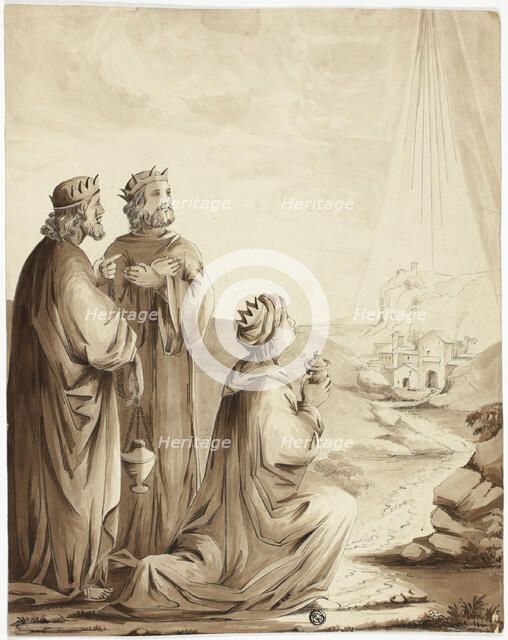 The Three Magi Pointing to the Star of Bethlehem, n.d. Creator: Unknown.