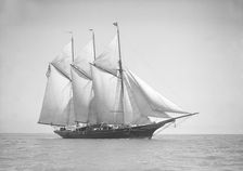 The three-mast auxiliary schooner Invincible 1911. Creator: Kirk & Sons of Cowes