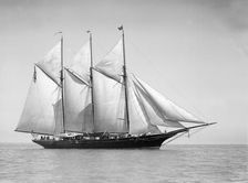 The three-mast auxiliary schooner Invincible 1911. Creator: Kirk & Sons of Cowes