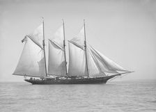 The three-mast auxiliary schooner Invincible 1911. Creator: Kirk & Sons of Cowes