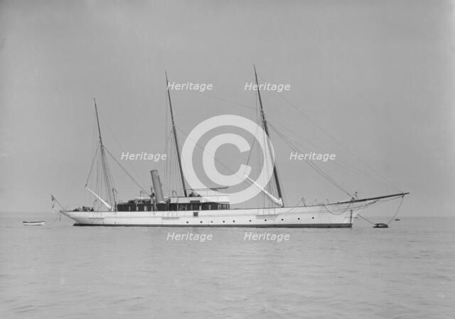 The three mast steam yacht 'Aries', 1911. Creator: Kirk & Sons of Cowes.