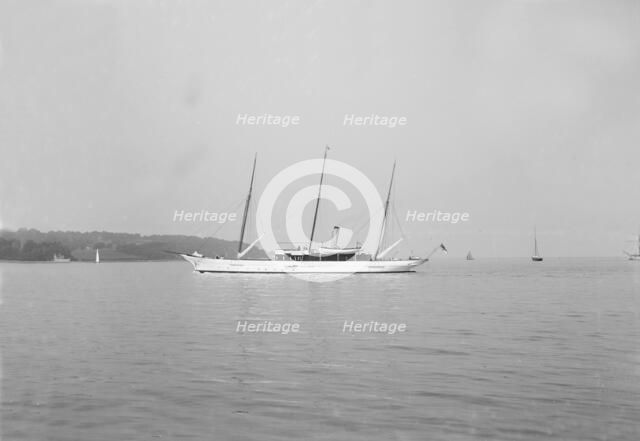 The three mast steam yacht 'Aries'. Creator: Kirk & Sons of Cowes.