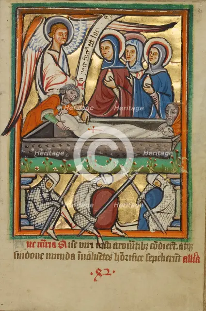 The Three Maries at the Sepulchre, about 1190-1200; text and illumination added about 1480-1490. Creator: Unknown.