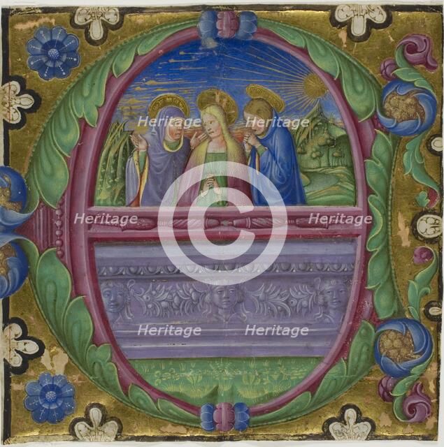 The Three Marys at the Tomb in a Historiated Initial "E" from a Choirbook, 1470/80. Creator: Unknown.