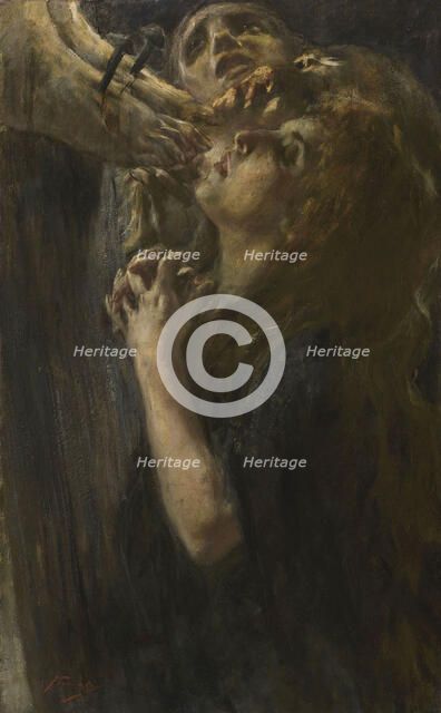 The three Marys at the foot of the cross, End of 19th century - early 20th century. Creator: Previati, Gaetano (1852-1920).