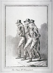 The Three Mr Wiggins's 1803. Artist: Anon