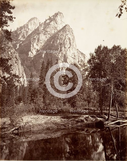 The Three Brothers, Yosemite, ca. 1872, printed ca. 1876. Creator: Attributed to Carleton E. Watkins.